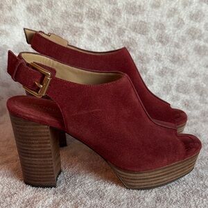 Michael Kors Burgundy Suede Platform Heels